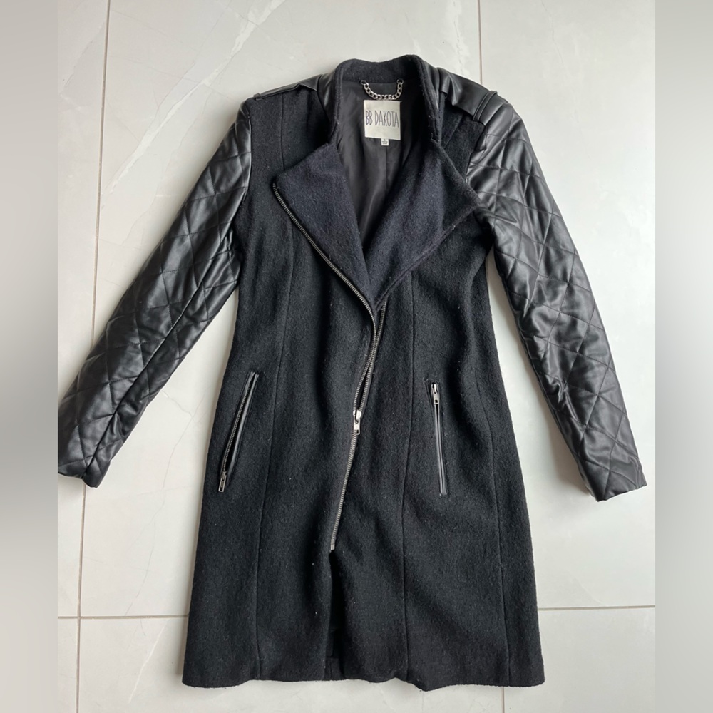 Black Quilted Sleeve Coat